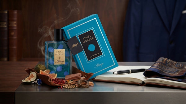 Alliage Azure Intense woody aromatic Eau de Parfum for men — 100 ml bottle with presentation box