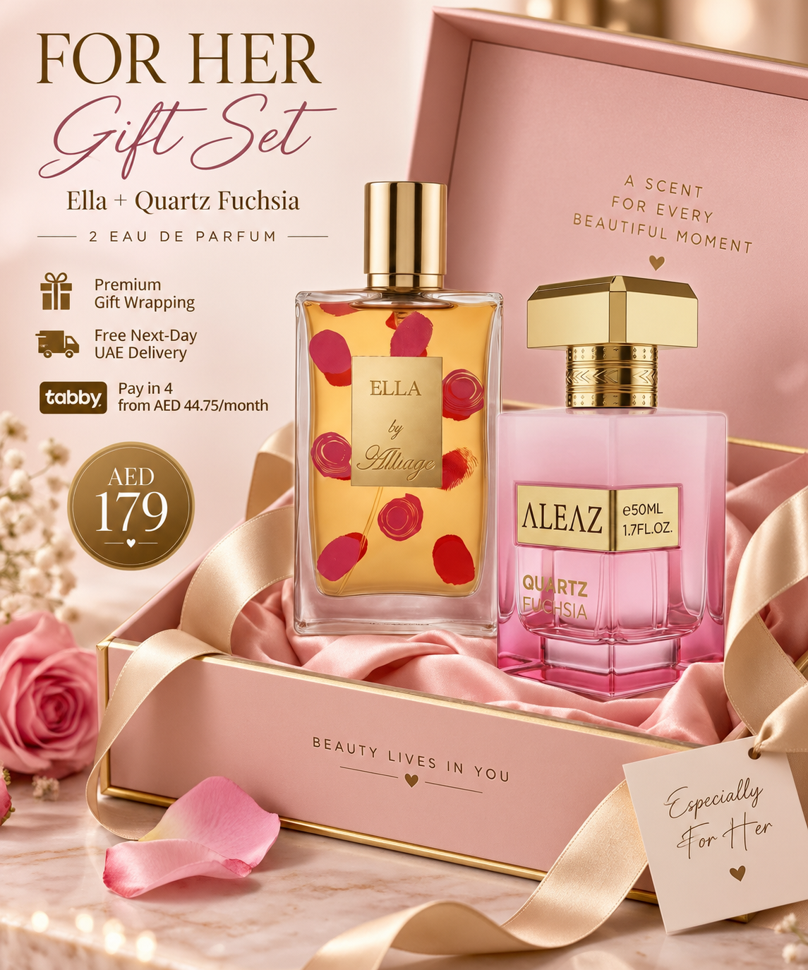 FOR HER Gift Set — Ella + Quartz Fuchsia | 2 ALEAZ EDP