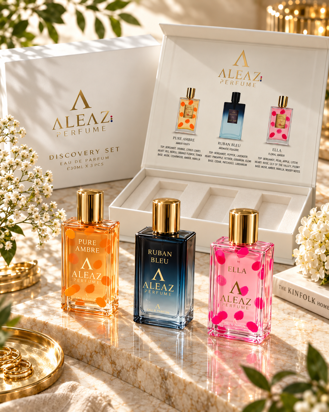 ALEAZ Discovery Set — Pure Ambre + Ruban Bleu + Ella | 3 x 30ml EDP