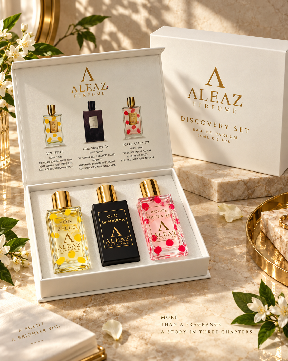 ALEAZ Discovery Set — Von Belle + Oud Grandiose + Rouge Ultra 971 | 3 x 30ml EDP
