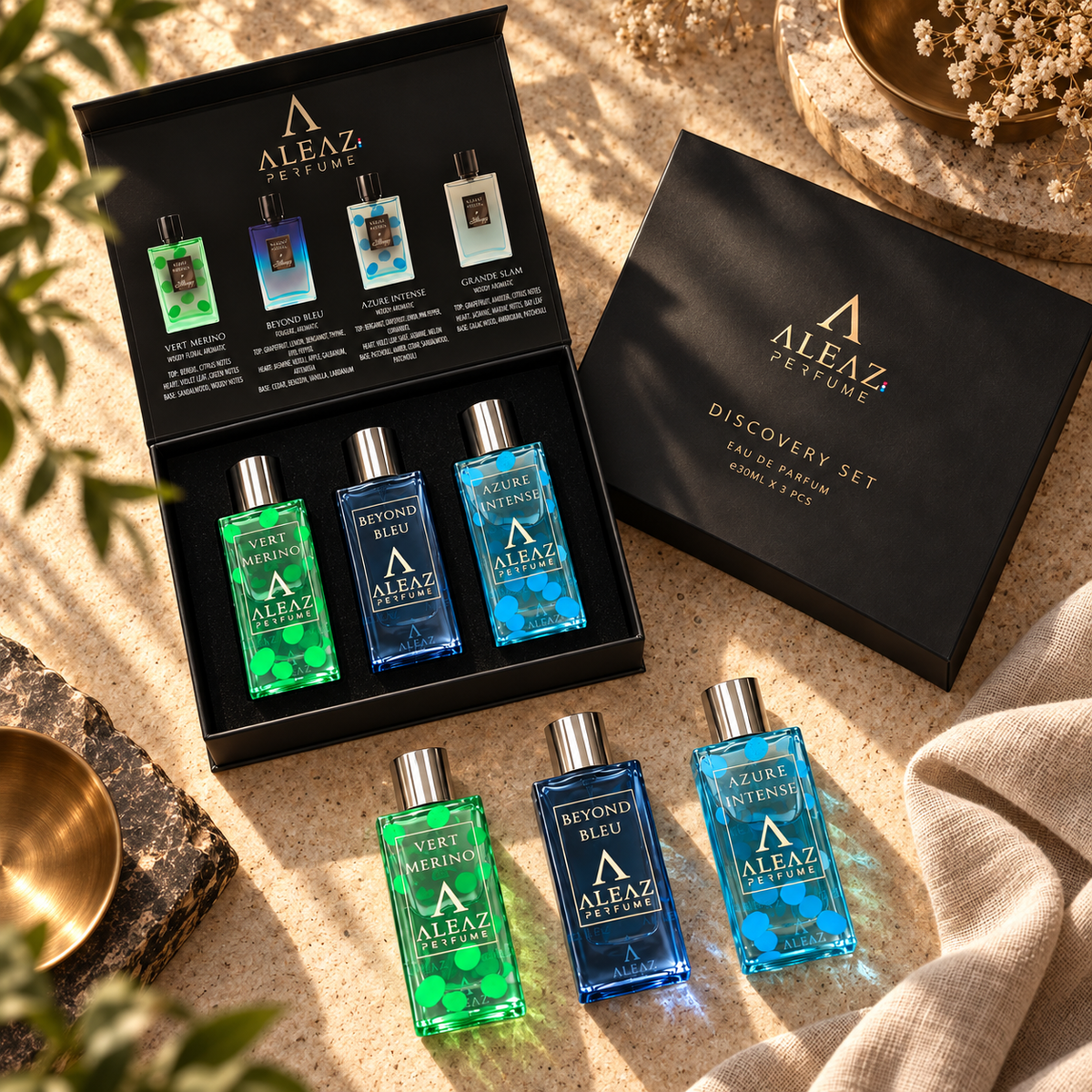 ALEAZ Discovery Set — Vert Merino + Beyond Blue + Azure Intense | 3 x 30ml EDP